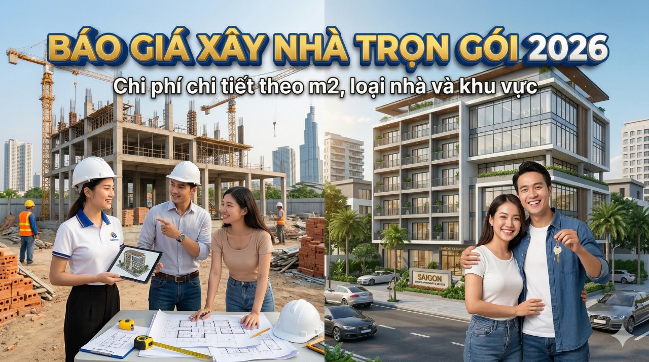 Báo giá xây nhà trọn gói 2026: Chi phí chi tiết theo m2, loại nhà và khu vực