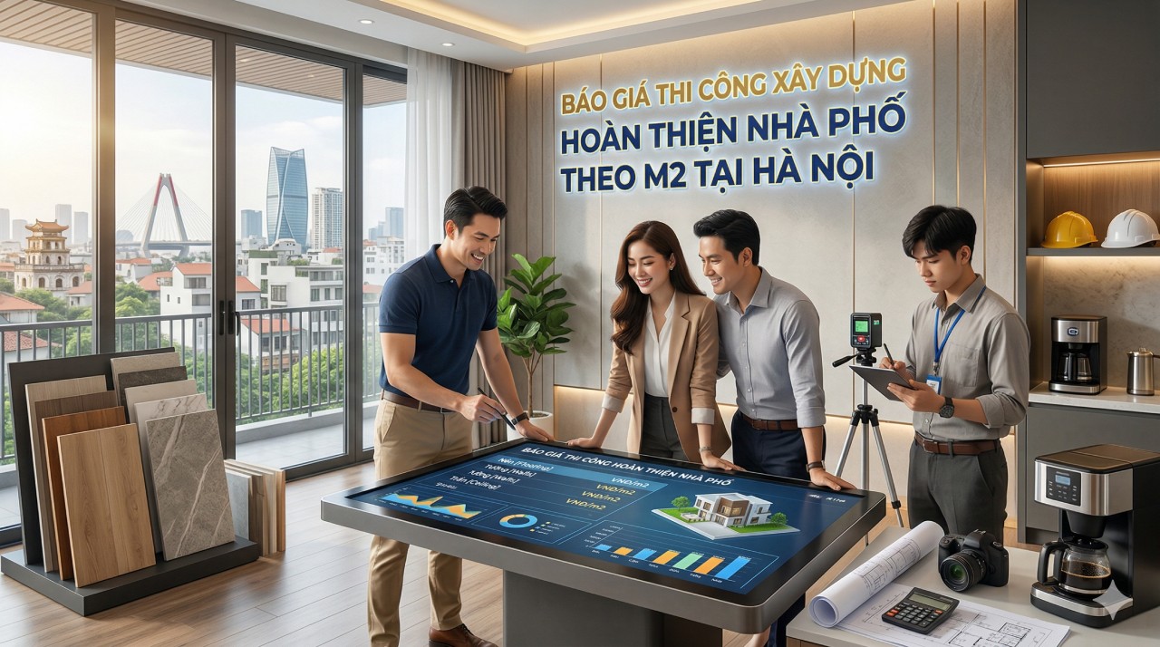 Báo giá thi công xây dựng hoàn thiện nhà phố theo m2 tại Hà Nội