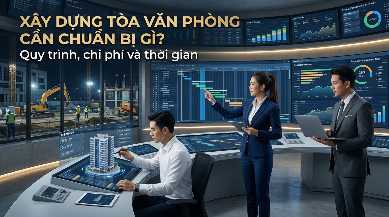 Xây dựng tòa văn phòng cần chuẩn bị gì? Quy trình, chi phí và thời gian
