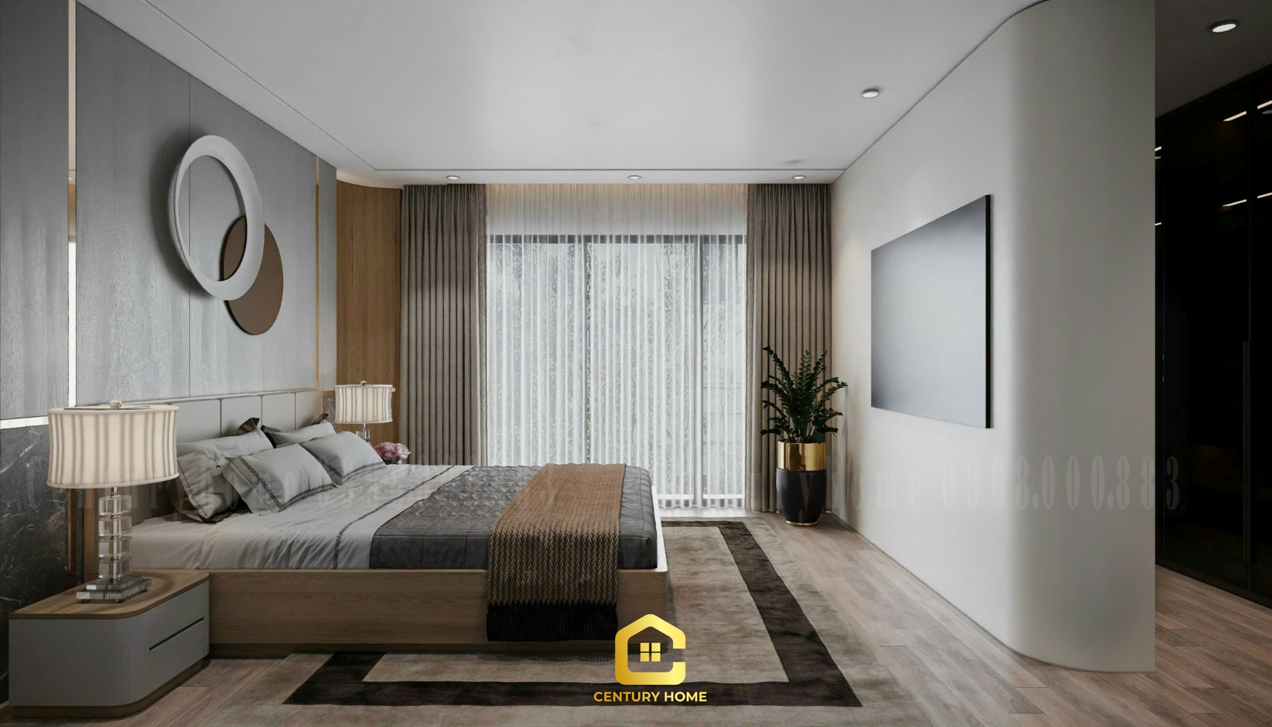 Thiết Kế Nội Thất Phòng Ngủ Phong Cách Hiện Đại - Chị Hiền Cầu Giấy