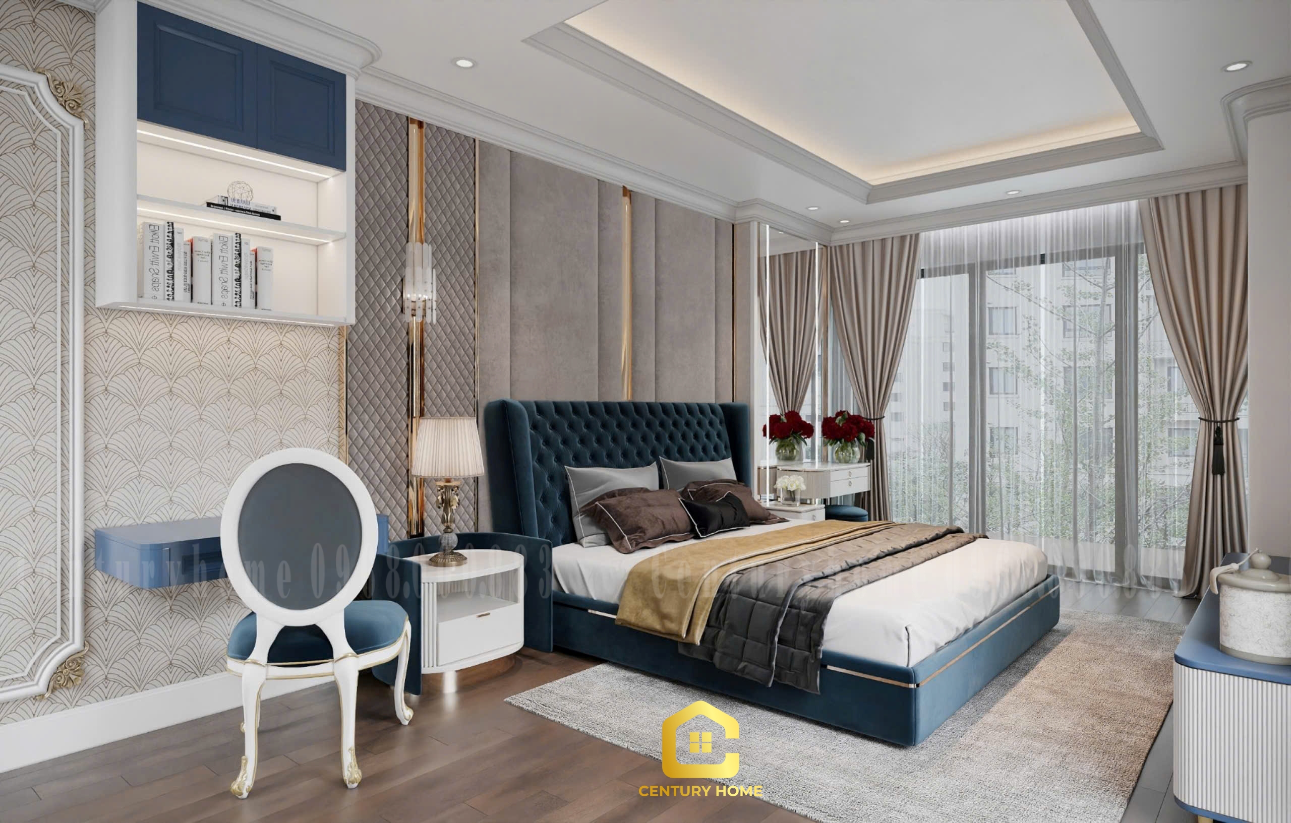 Thiết Kế Nội Thất Phòng Ngủ Phong Cách Tân Cổ - Dự Án Ecogreend Nguyễn Xuyển - Chị Hiền Cầu Giấy