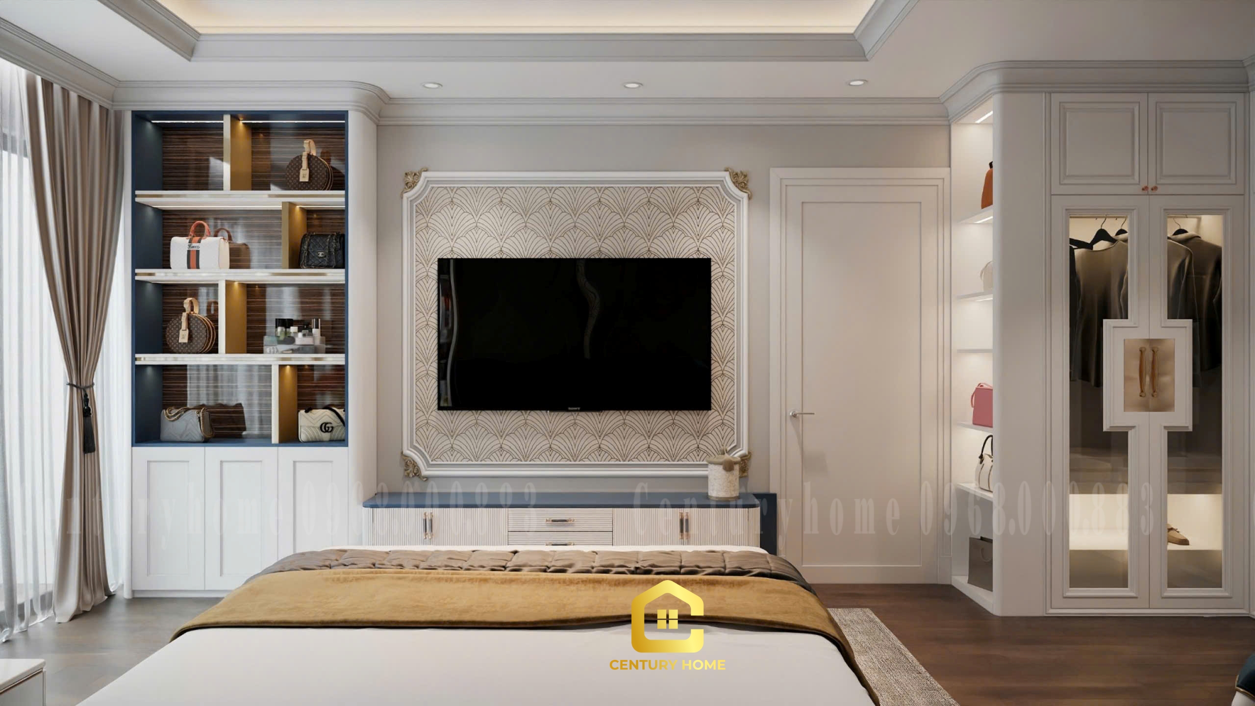 Thiết Kế Nội Thất Phòng Ngủ Phong Cách Tân Cổ - Dự Án Ecogreend Nguyễn Xuyển - Chị Hiền Cầu Giấy