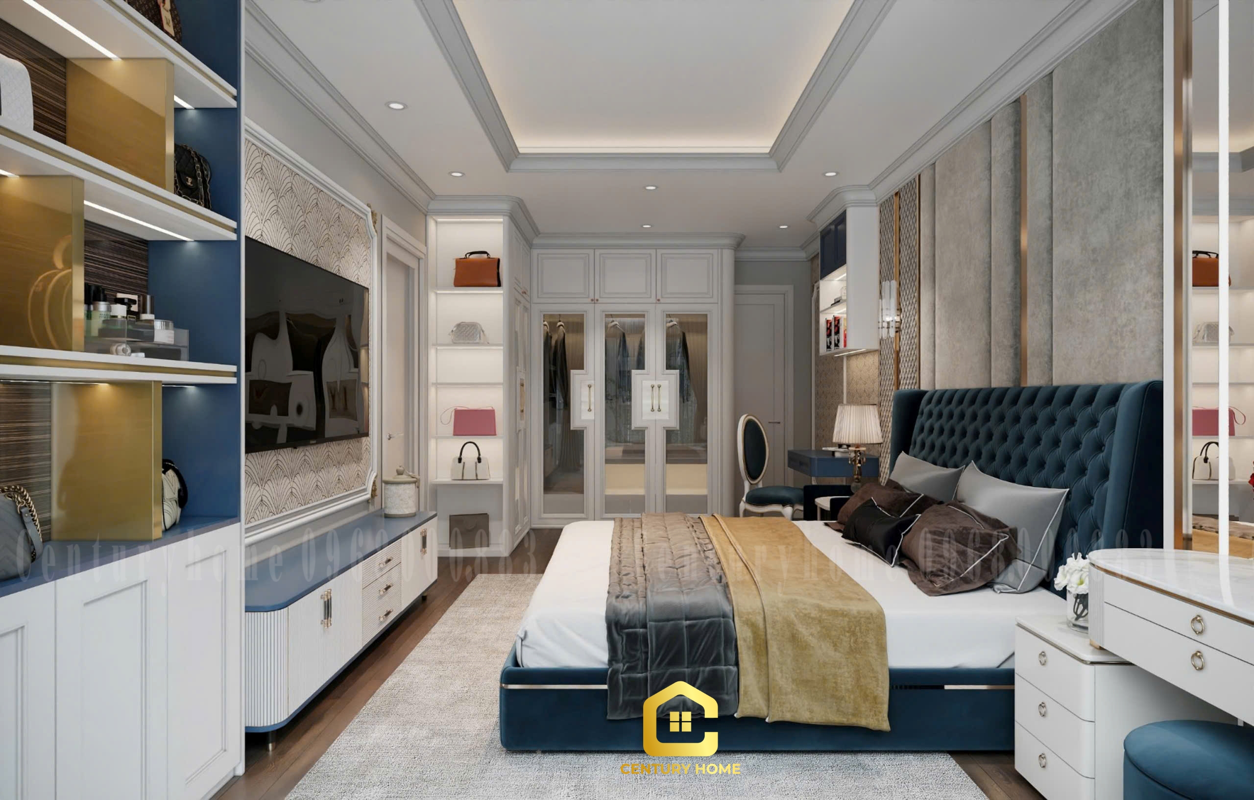 Thiết Kế Nội Thất Phòng Ngủ Phong Cách Tân Cổ - Dự Án Ecogreend Nguyễn Xuyển - Chị Hiền Cầu Giấy