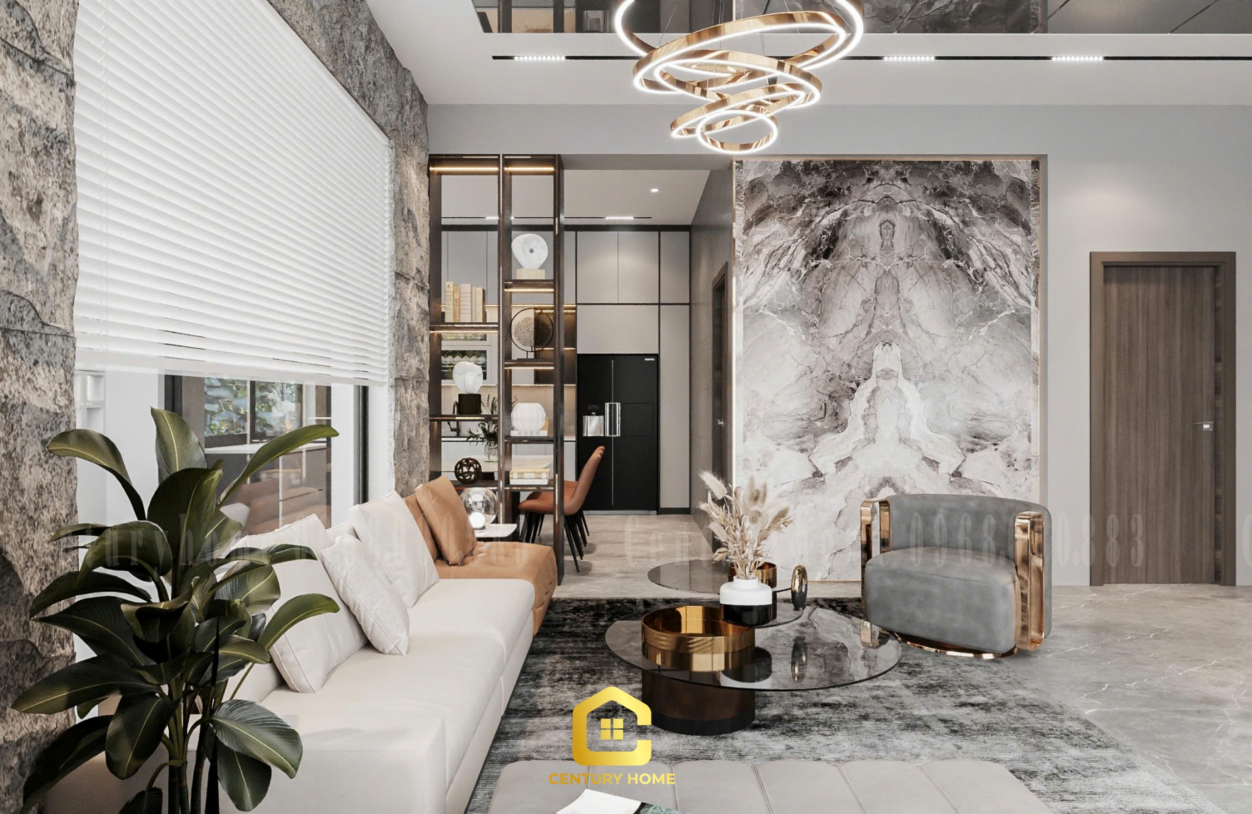 Thiết Kế Nội Thất Phòng Khách Phong Cách Hiện Đại - Anh Sơn Hải Dương