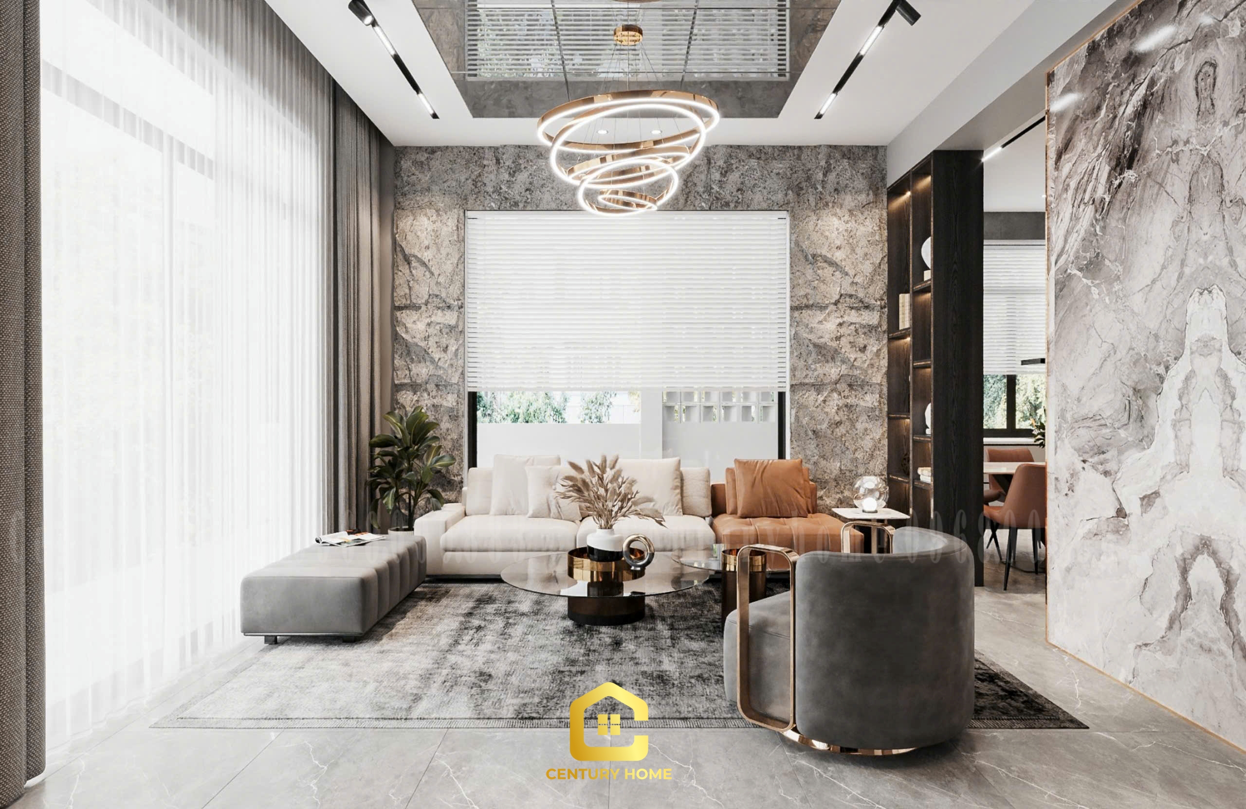 Thiết Kế Nội Thất Phòng Khách Phong Cách Hiện Đại - Anh Sơn Hải Dương