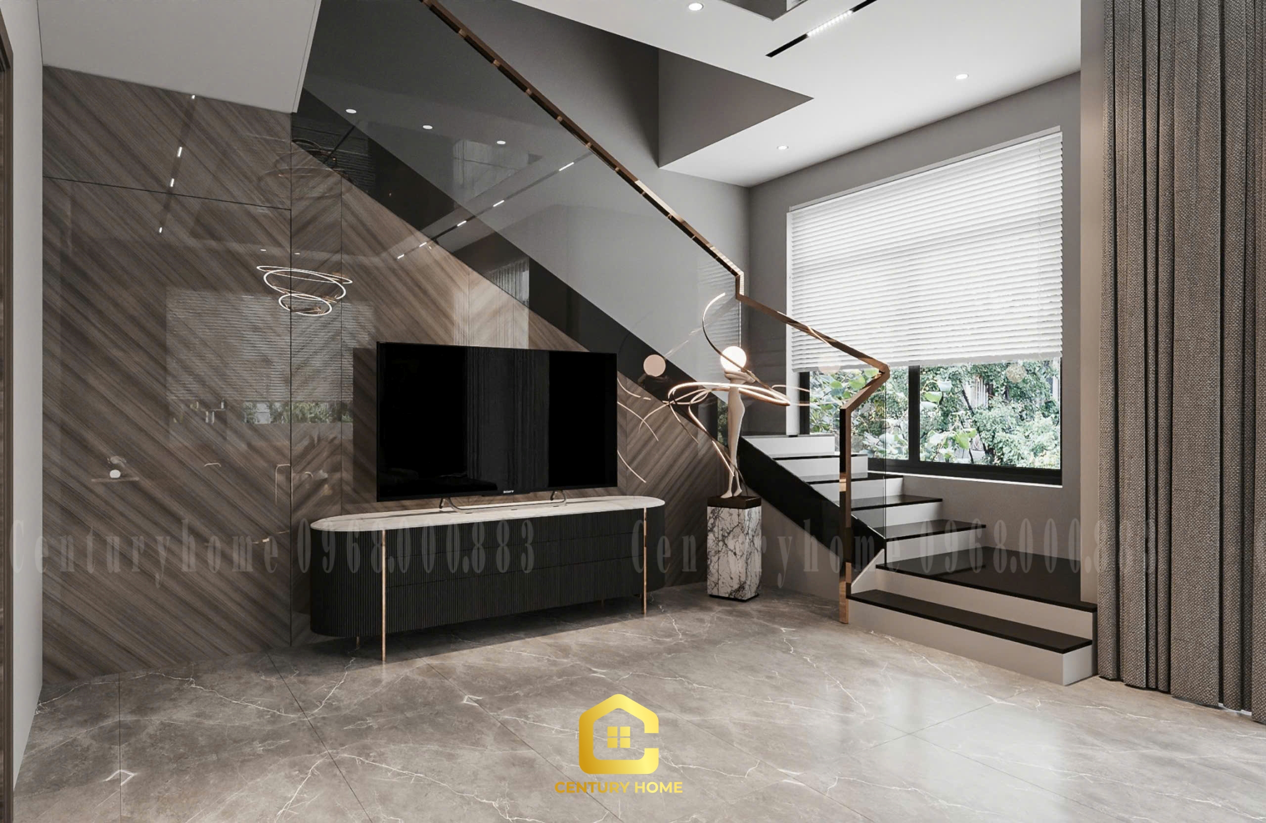 Thiết Kế Nội Thất Phòng Khách Phong Cách Hiện Đại - Anh Sơn Hải Dương