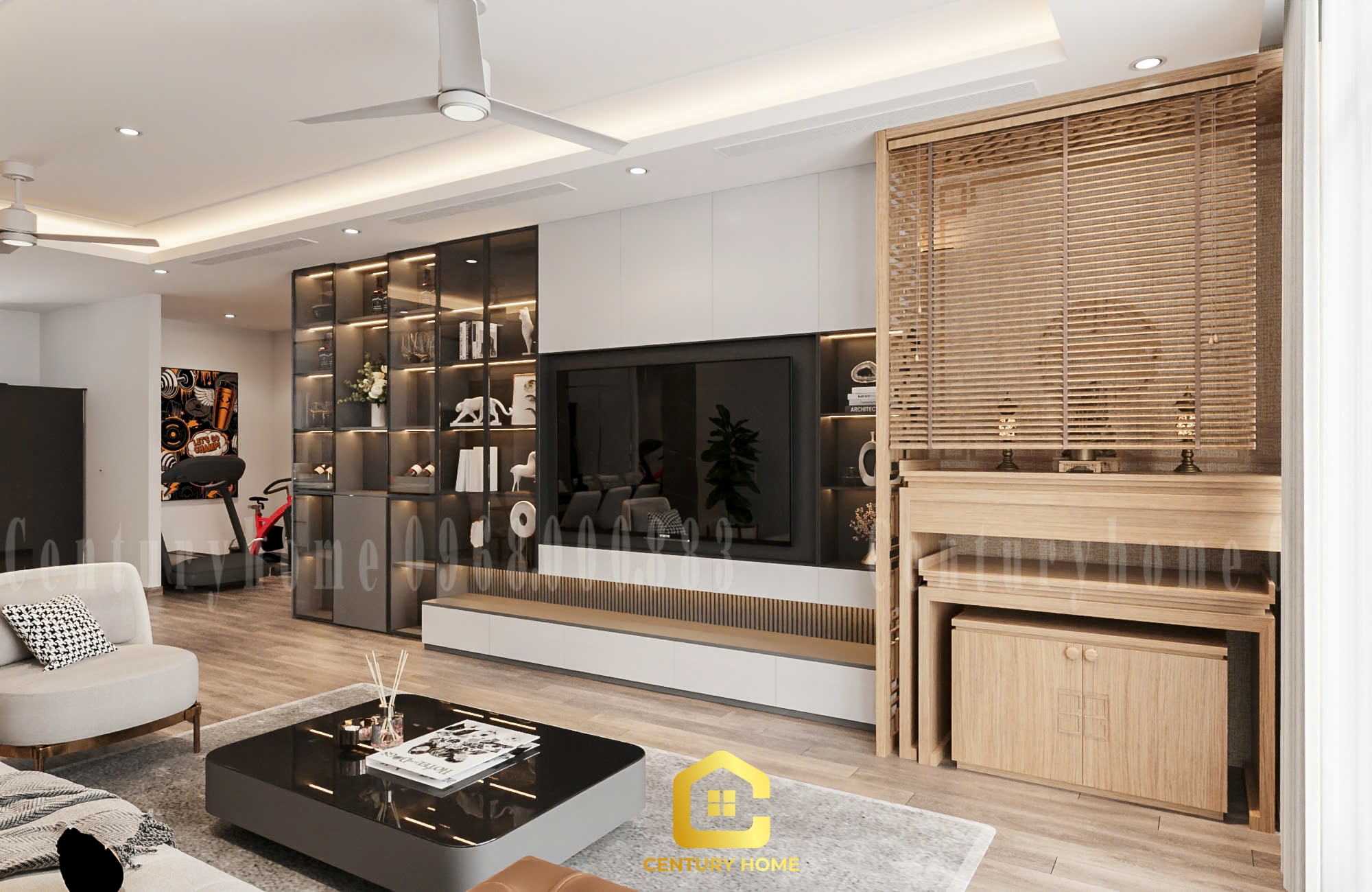 Thiết Kế Nội Thất Phòng Khách Phong Cách Hiện Đại - Chị Yến Cầu Giấy