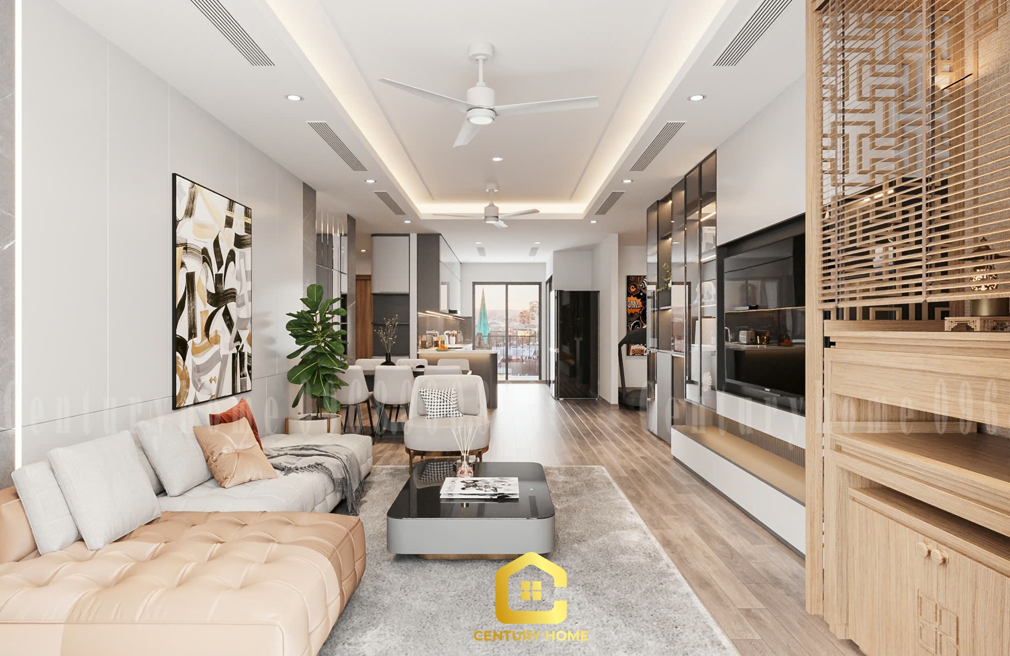 Thiết Kế Nội Thất Phòng Khách Phong Cách Hiện Đại - Chị Yến Cầu Giấy