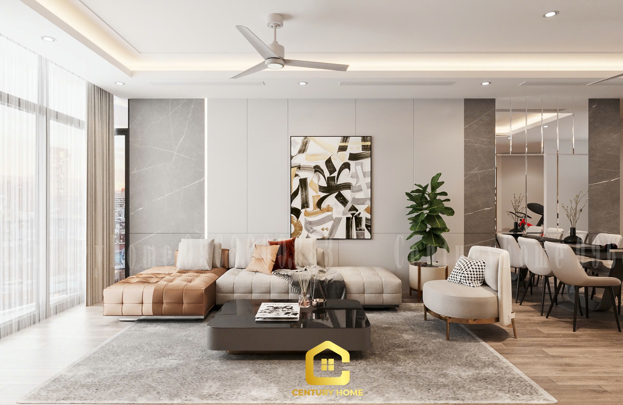 Thiết Kế Nội Thất Phòng Khách Phong Cách Hiện Đại - Chị Yến Cầu Giấy