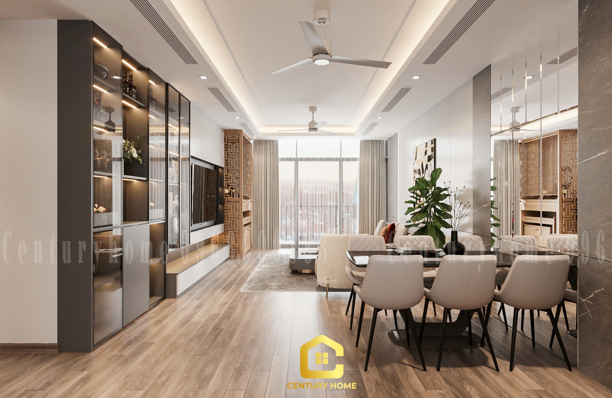 Thiết Kế Nội Thất Phòng Khách Phong Cách Hiện Đại - Chị Yến Cầu Giấy