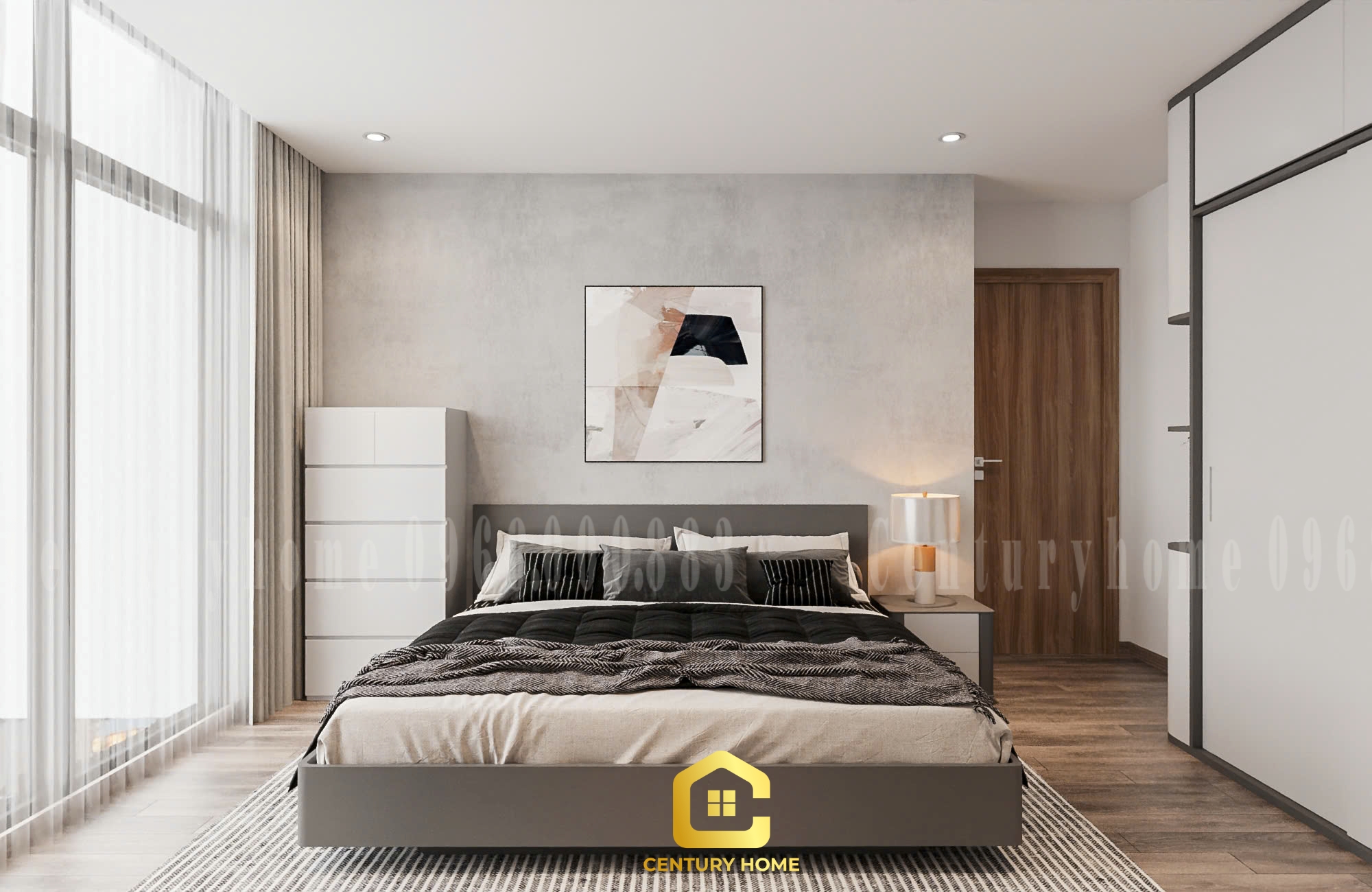 Thiết Kế Nội Thất Phòng Ngủ Phong Cách Hiện Đại - Chị Yến Cầu Giấy