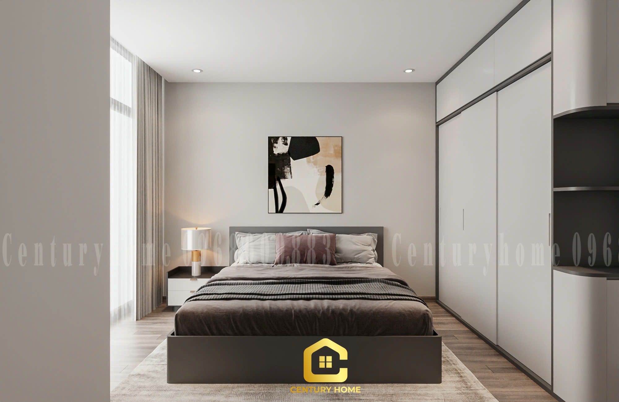 Thiết Kế Nội Thất Phòng Ngủ Phong Cách Hiện Đại - Chị Yến Cầu Giấy