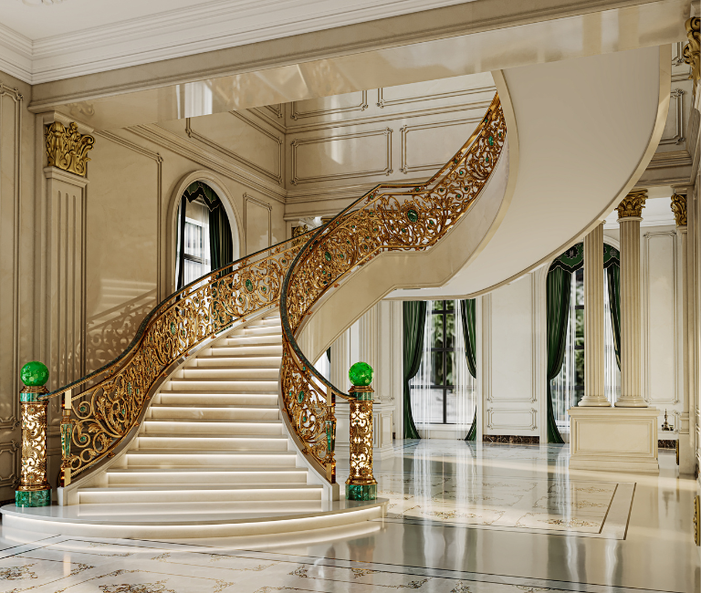Cầu thang đồng – Biểu tượng sang trọng trong không gian thượng lưu