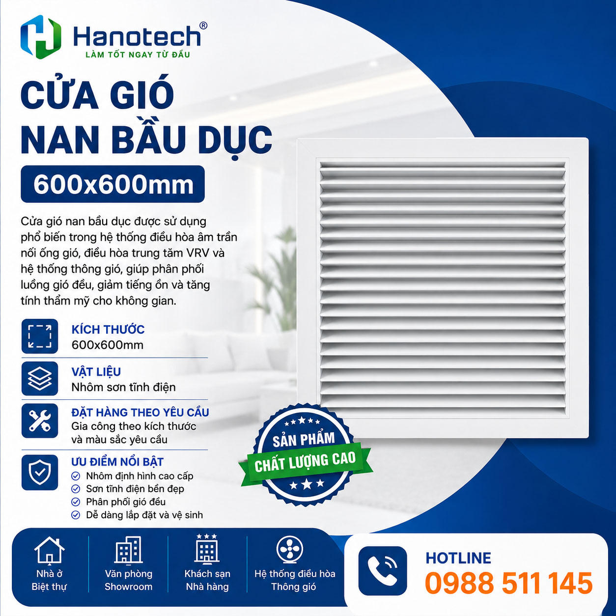 Cửa gió nan bầu dục 600x600mm