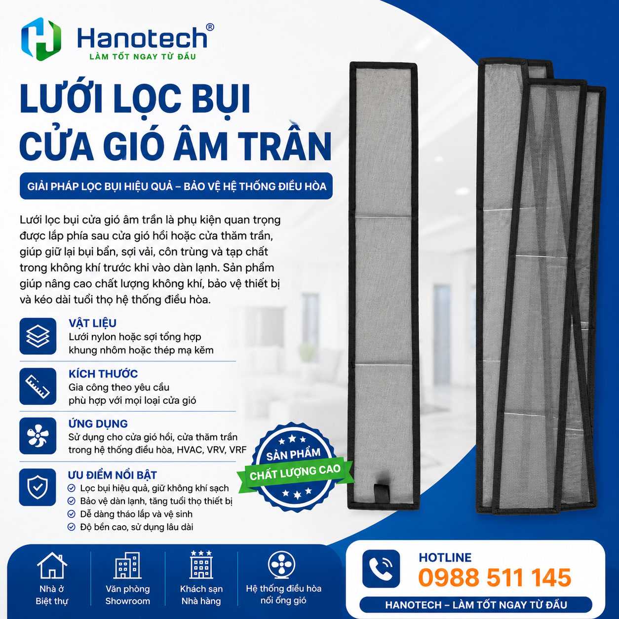 Lưới lọc bụi cửa gió âm trần