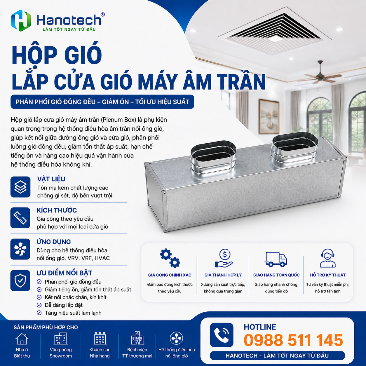 Hộp gió lắp cửa gió máy âm trần