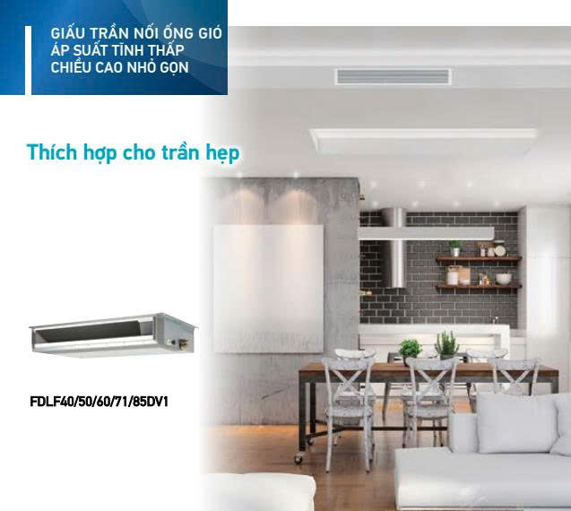 FDLF60DV1/RZFC60EVM+BRC2E61/BRC4C66-Máy điều hoà giấu trần nối ống gió- Inverter-1 chiều lạnh