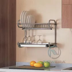 Giá để bát đĩa inox 2 tầng NewEra rộng 500mm treo tủ giữa