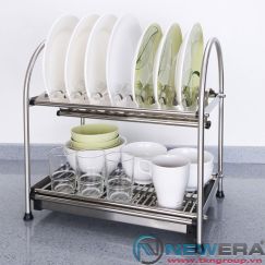 Giá để bát đĩa inox 2 tầng NewEra rộng 600mm để trên bàn bếp