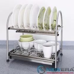Giá để bát đĩa inox 2 tầng NewEra rộng 600mm để trên bàn bếp