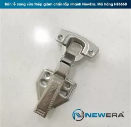 Bản lề tủ bếp NewEra giảm chấn, loại cong vừa, lắp nhanh 666B