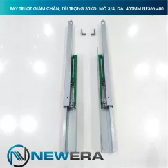 Ray trượt tủ bếp NewEra giảm chấn lắp âm, mở 3/4, dài 400mm