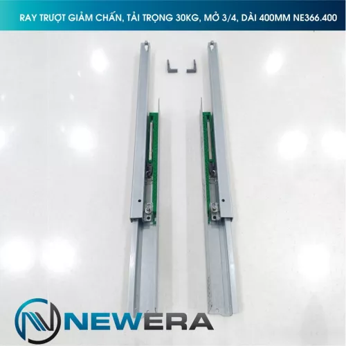 Ray trượt tủ bếp NewEra giảm chấn lắp âm, mở 3/4, dài 400mm