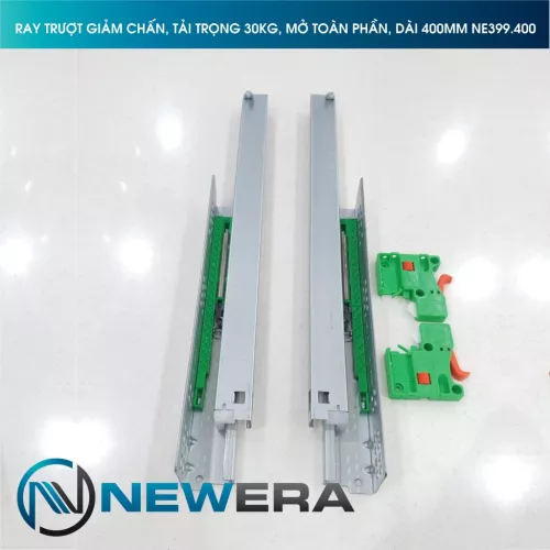 Ray trượt tủ bếp NewEra giảm chấn lắp âm toàn phần dài 400mm