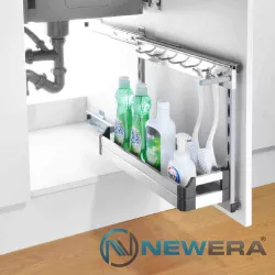 Giá đựng nước rửa NewEra giảm chấn inox hộp 304, rộng 250mm