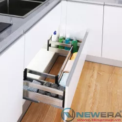 Ngăn kéo dưới chậu rửa NewEra inox hộp 304, giảm chấn, 800mm