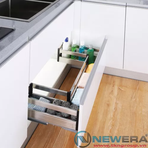 Ngăn kéo dưới chậu rửa NewEra inox hộp 304, giảm chấn, 800mm