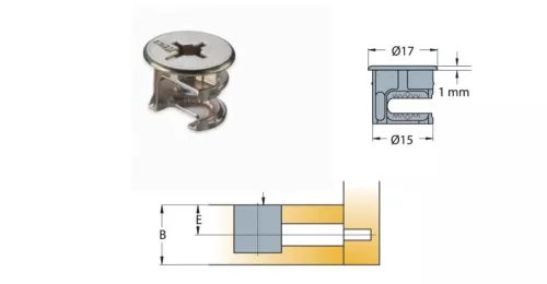 Cam nối Titus 05658 gỗ dày tối thiểu 16mm