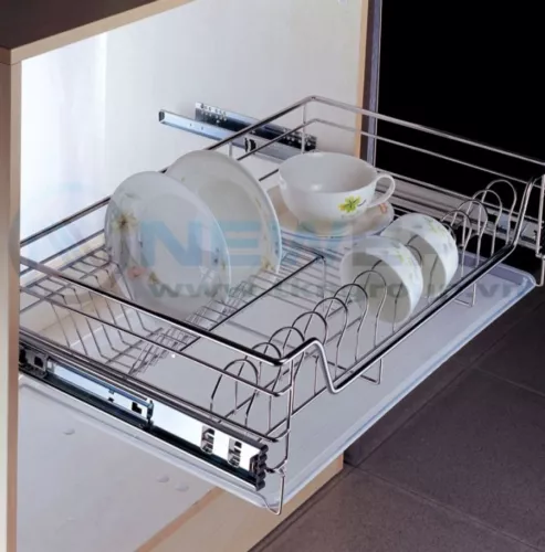 Kệ ngăn kéo đựng bát đũa NewEra cánh mở có khay hứng nước, rộng 600mm