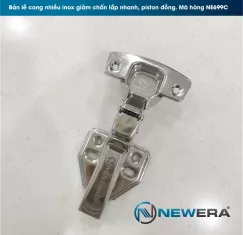 Bản lề giảm chấn inox 304 tủ bếp Newera, cong nhiều, lắp nhanh