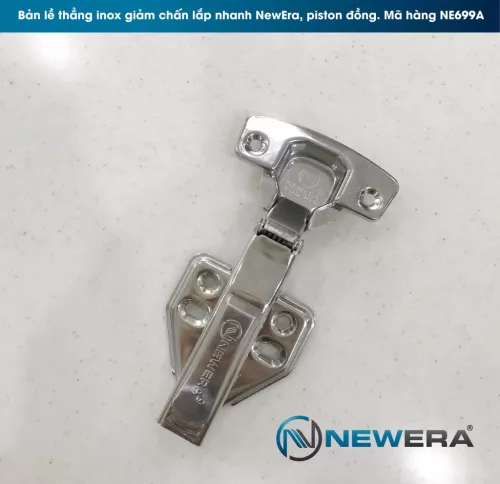 Bản lề giảm chấn inox 304 tủ bếp NewEra, loại thẳng, lắp nhanh