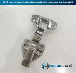 Bản lề giảm chấn tủ bếp inox 304 NewEra, loại cong vừa, lắp nhanh