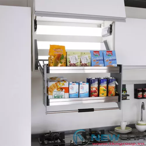 Kệ bát đĩa di động đa năng 2 tầng NewEra inox 304, giảm chấn rộng 900mm