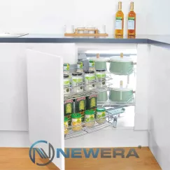 Kệ góc xoay liên hoàn dạng nan mở phải giảm chấn gắn liền