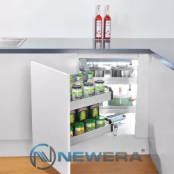 Kệ góc xoay liên hoàn mở phải giảm chấn inox hộp 304