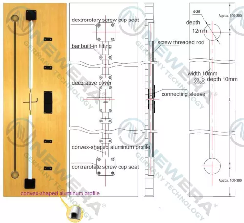 Thanh chống cong cánh tủ áo, tủ bếp NE027X2