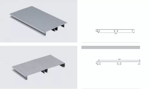 Len chân tủ 100mm bằng nhôm mặt sóng dài 3m