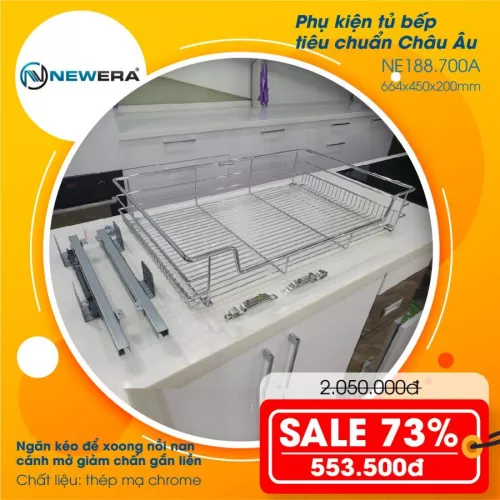 Ngăn kéo để xoong nồi nan cánh mở giảm chấn gắn liền NE188.700A