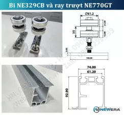 Bi trượt cửa gấp NewEra cánh chẵn tải trọng 150kg/cánh NE329CB-1
