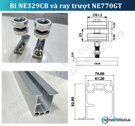 Bi trượt cửa gấp NewEra cánh lẻ tải trọng 150kg/cánh NE329CB-2