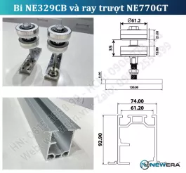 Bi trượt cửa gấp NewEra cánh lẻ tải trọng 150kg/cánh NE329CB-2
