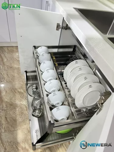 Giá để bát đĩa, thìa đũa NewEra 600mm inox hộp 304 NE366.600