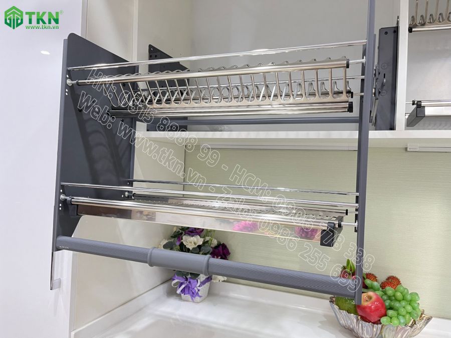 Giá bát đĩa nâng hạ NewEra 900mm inox hộp 304 NE355.900L
