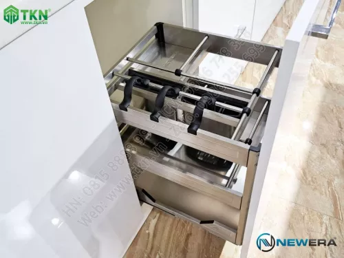 Giá dao thớt chai lọ inox hộp 300mm NE355.300 - NewEra