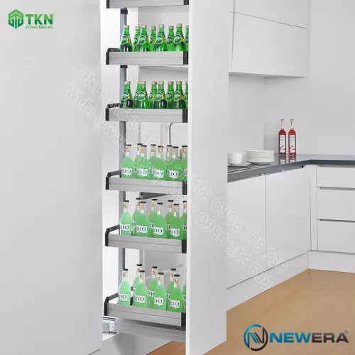 Tủ đồ khô NewEra cánh kéo inox hộp 304 6 tầng 6 rổ NE566.400