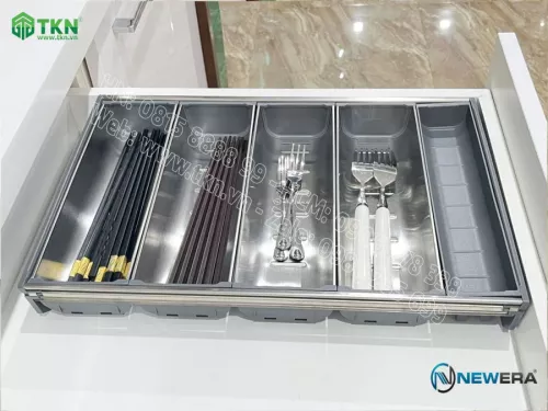Khay chia thìa dĩa NewEra inox 304 sâu 500mm NE655.500